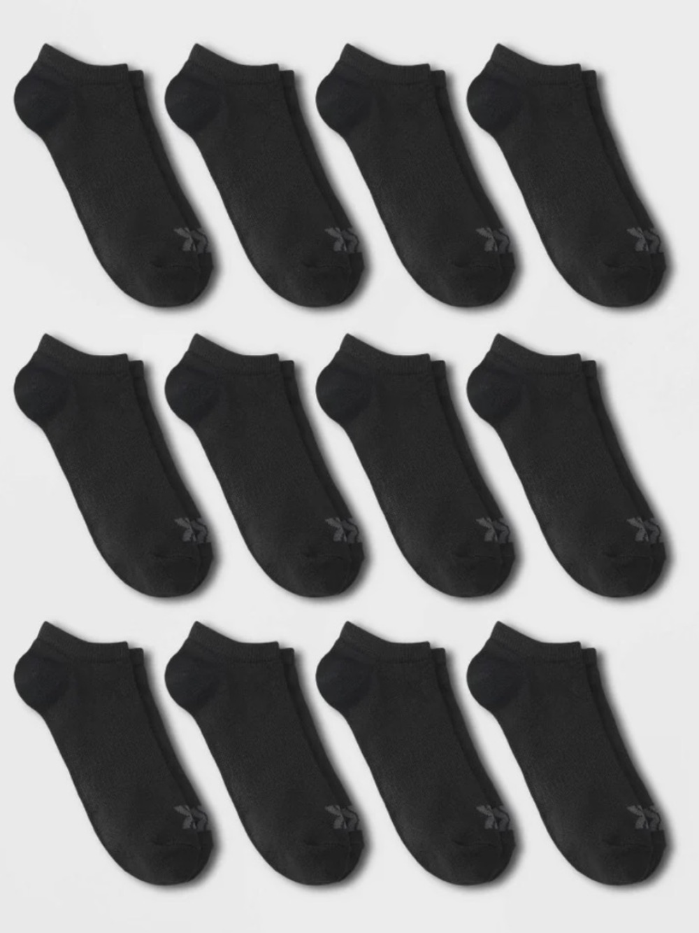 Men's  No Show Light Weight Socks - All in Motion Black 6-12 - 12 pair